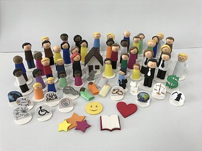 Bonecos para Constelação Familiar na mesa e na água com 65 peças - EVA