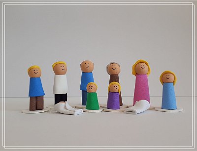 Bonecos para Constelação Familiar na água e na mesa com 10 peças - EVA - Família 2
