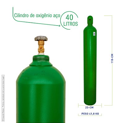 Cilindro de Oxigênio Medicinal em Aço 40 Litros (Sem carga)