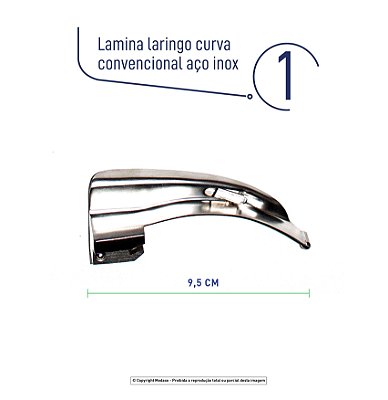 Lamina Laringo Curva Convencional Aço Inox 1