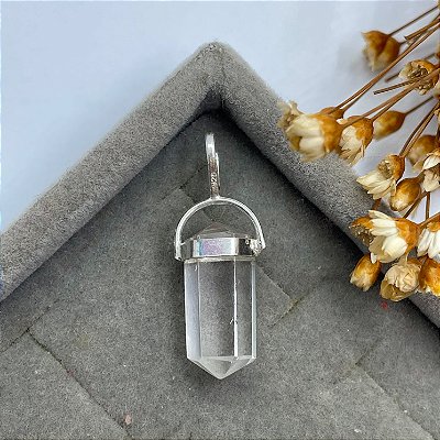 Pingente Biponta P | Quartzo Cristal | Prata 925