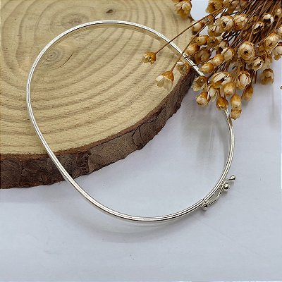 Pulseira Bracelete Liso Oval | Fio Quadrado | Prata 925
