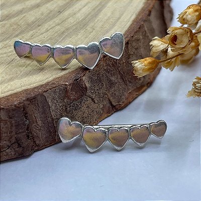Brinco Earcuff Corações | Prata 925