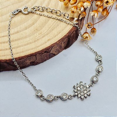Pulseira Luz Cravejada Microzircônias | Prata 925 Rodinada