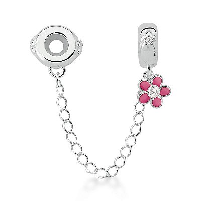 Trava de Segurança Flor Rosa | Prata 925 |