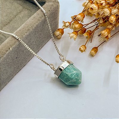 Colar Mística Ponta  | Amazonita | Prata 925