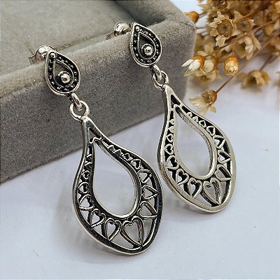 Brinco Boho Style Corações | Prata 925