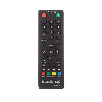 Controle Remoto para Conversor Digital Intelbras CD730 SKY9106 LE7976 FBG9106