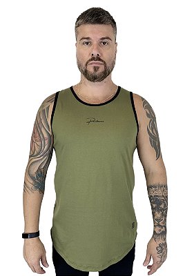 Regata Masculina Long (meia malha)- Logo assinatura - Verde