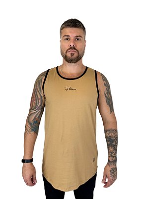 Regata Masculina Long (meia malha)- Logo assinatura - Camel