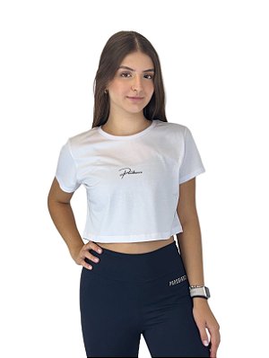 Camiseta Cropped (Meia Malha) - Branco