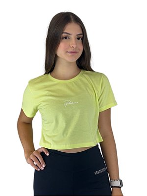 Camiseta Cropped (Meia Malha) - Verde Limão