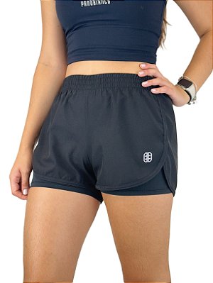 Shorts Tactel com Segunda Pele - Preto