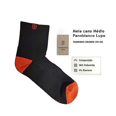 Meia cano médio-Unissex-preto-Tam:39-44