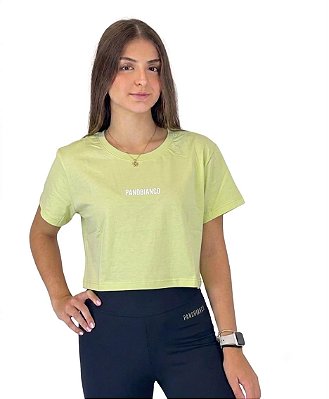 Camiseta Cropped (Meia Malha) - Verde Limão