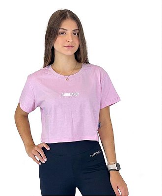 Camiseta Cropped (Meia Malha) - Rosa Bebê