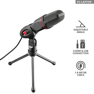 Microfone Gamer Omnidirecional GXT 212 Mico USB P.2 T23791 Trust
