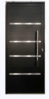 PORTA LAMBRIL COM FRISO E PUXADOR ALUMÍNIO PRETO LINHA 25 PREMIUM