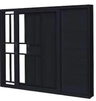 VENEZIANA LAMBRIL C. GRADE 3 FOLHAS SENDO UMA FIXA E DUAS MÓVEIS VIDRO LISO LINHA PREMIUM ALUMÍNIO PRETO