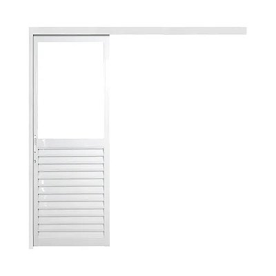 Porta de Correr Suspensa com Palheta e Vidro Alumínio Branco