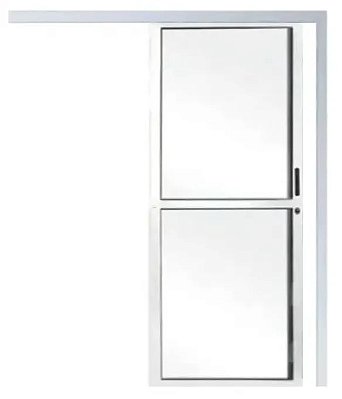 Porta de Correr Suspensa em Vidro Liso Alumínio Branco