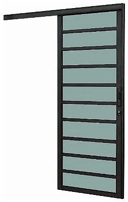 Porta de Correr Suspensa Travessa Alumínio Preto