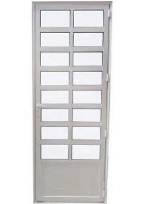 PORTA DE GIRO MODELO TRAVESSA COM LAMBRIL ALUMÍNIO BRANCO LINHA 25