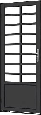 PORTA DE GIRO MODELO TRAVESSA COM LAMBRIL ALUMÍNIO PRETO LINHA 25