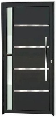 PORTA LAMBRIL COM VISOR, FRISO E PUXADOR ALUMÍNIO PRETO LINHA 25 PREMIUM