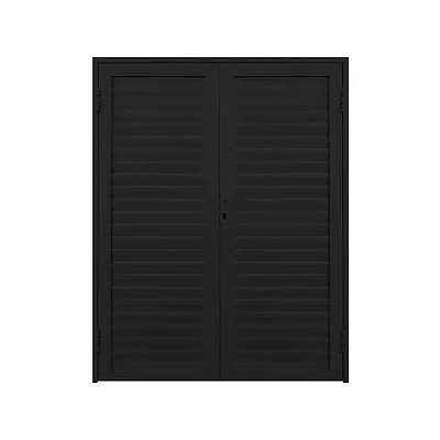 PORTA DE ABRIR 2 FOLHAS COM PALHETA ALUMÍNIO PRETO LINHA 25 (COM VENTILAÇÃO)