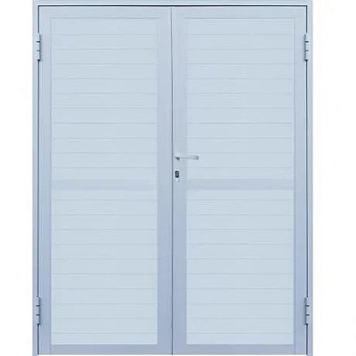 PORTA DE ABRIR 2 FOLHAS COM LAMBRIL ALUMÍNIO BRANCO LINHA 25