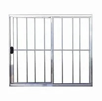 Janela Vitro de Correr Com Grade 2 Folhas Uma Fixa | Vidro Liso, Alumínio Brilhante, Linha Economy