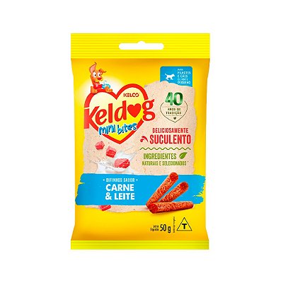 Bifinho Keldog Mini Bites Carne e Leite para Cães 50g