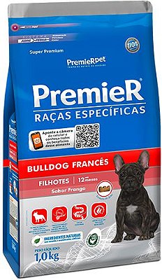 Ração Seca Premier Raças Específicas Bulldog Francês Filhote sabor Frango