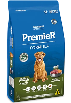 Ração Premier Fórmula para Cães Adultos de Raças Grandes e Gigantes Sabor Cordeiro 15kg
