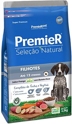 Ração Seca Premier Seleção Natural Cães Filhotes sabor Frango com Batata Doce