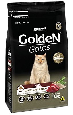 Ração Seca Golden Gatos Castrados sabor Carne