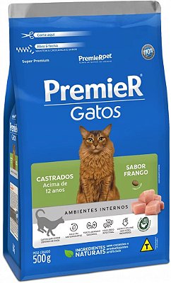 Ração Seca Premier Gatos Castrados Acima de 12 Anos sabor Frango