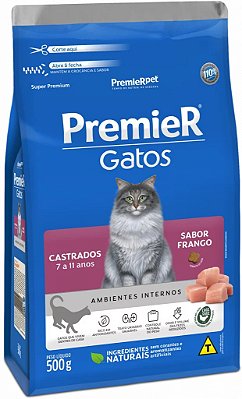 Ração Seca Premier Gatos Castrados de 7 a 11 Anos sabor Frango