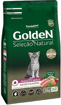 Ração Seca Golden Seleção Natural Gatos Filhotes sabor Frango e Arroz