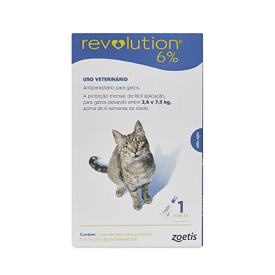 Antipulgas Revolution 6% para Gatos de 2,6kg a 7,5kg 1 Tubo