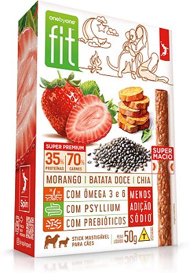 Petisco Spin Stick OnebyOne Fit Sabor Morango, Batata Doce e Chia 50g