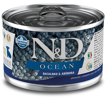 Alimento Úmido Lata N&D Ocean Puppy sabor Bacalhau e Abóbora 140g