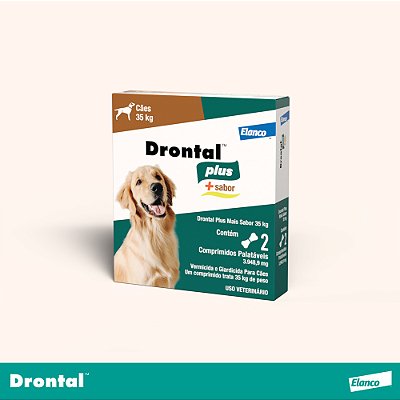 Vermífugo Elanco Drontal Plus Sabor Carne 2.718mg 35kg 2 Comprimidos