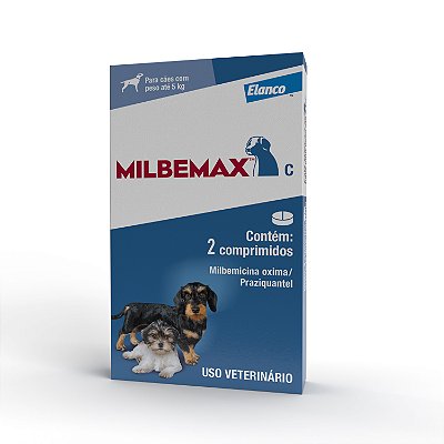 Vermífugo para Cães Elanco Milbemax C 12,5/125mg Até 5kg 2 Comprimidos