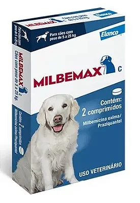 Vermífugo Elanco Milbemax C 12,5/125mg para Cães 5 a 25kg 2 Comprimidos