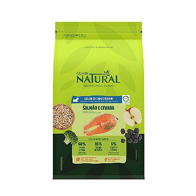 Ração Seca Guabi Natural Cães Adultos Raças Mini e Pequenas sabor Salmão e Cevada