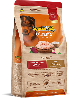 Ração Seca Special Dog Ultralife Cães Júnior Porte Médio e Grande sabor Frango e Arroz