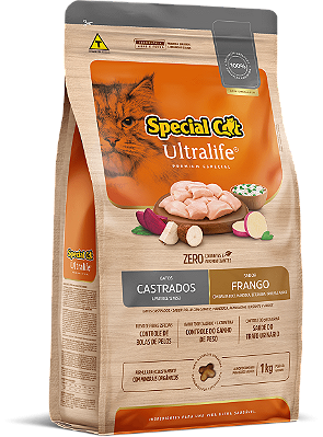 Ração Seca Special Cat Ultralife Castrado sabor Frango e Arroz