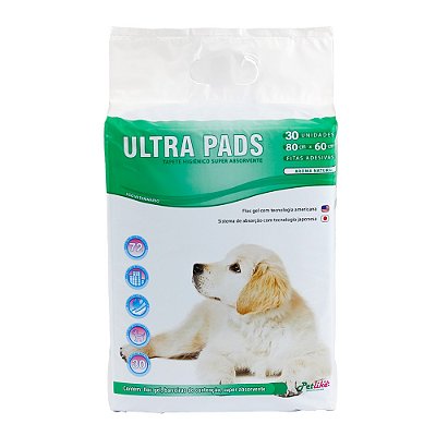 Tapete Higiênico Petlike Ultra Pads 80x60cm 30 Unidades